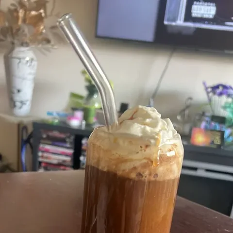 A whipped iced RYZE on the side table