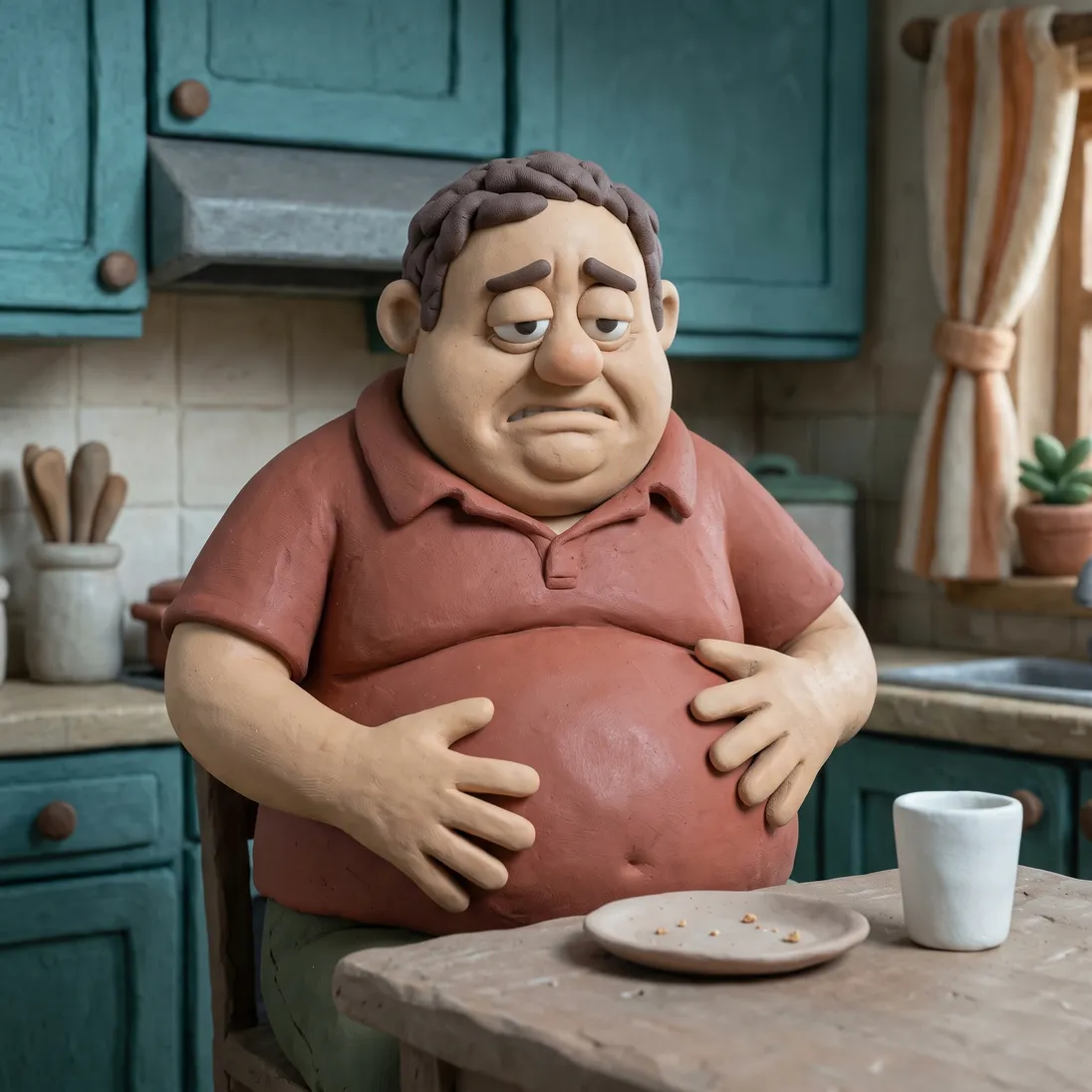 Woman sitting at her kitchen table at the end of a long day