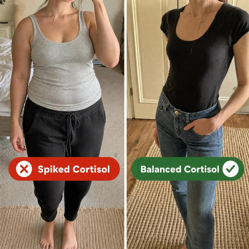 Side-by-side comparison labelled spiked cortisol and balanced cortisol
