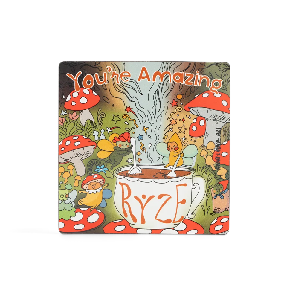 Illustrated RYZE mushroom fridge magnet